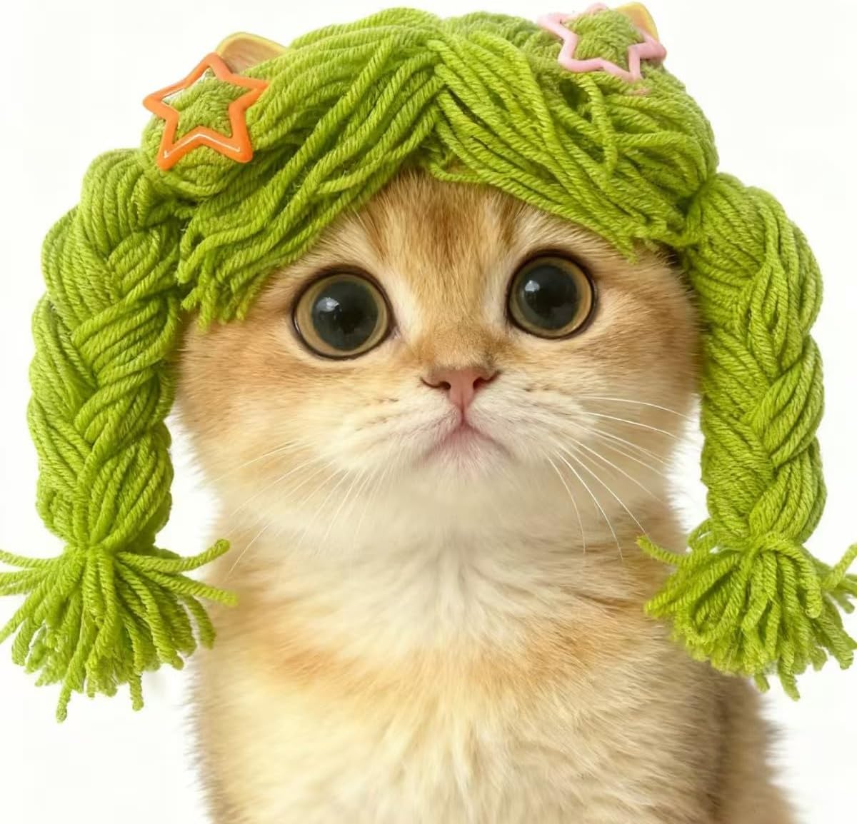 Peluca para Gato DIY Ajustable Lavable Disfraz Accesorio Navidad Verde