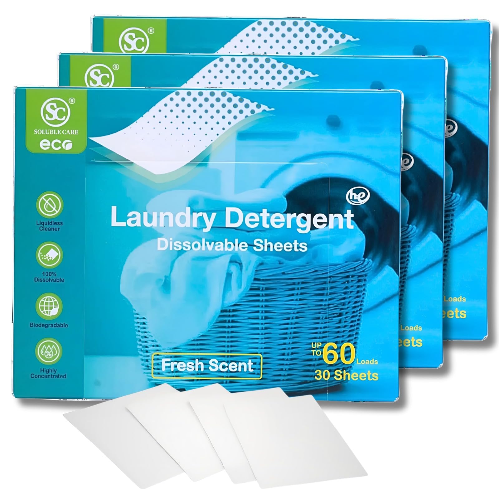 Laundry Detergent Sheets: 90 Eco-Friendly Soluble Sheets (Up to 180 Washes) – Adjustable for Small Loads, Biodegradable, Zero-Waste, and Perfect for a Sustainable, Plastic-Free Laundry Routine