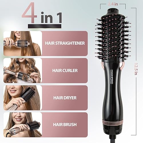 Miniatura 4 de Cepillo secador de pelo redondo - Cepillo secador de aire caliente para mujeres para secar el cabello, peinar y dar volumen (negro)