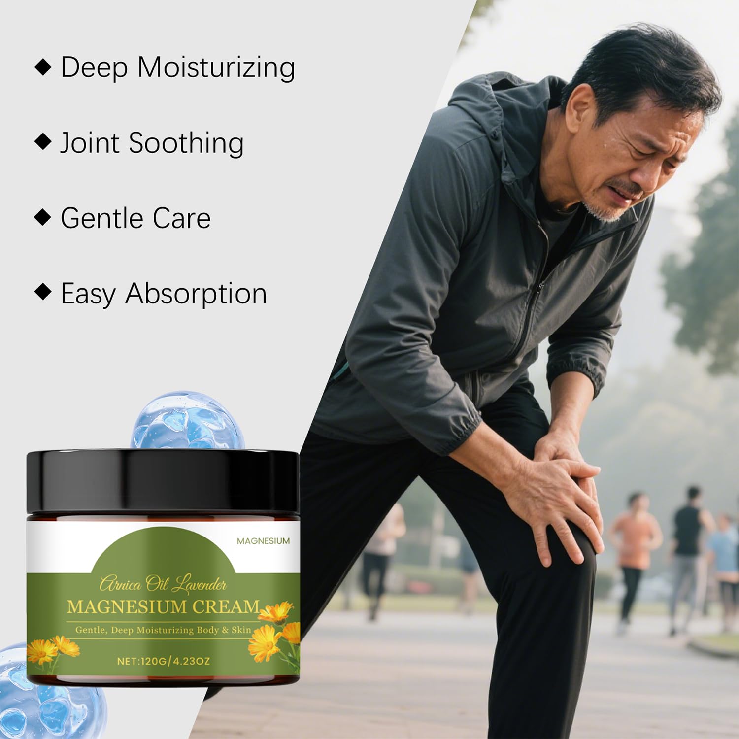 Magnesium Cream with MSM & Arnica for Nerve Relief - 120g/4.23oz, Mild Formula Soothes Skin & Calms Nerves, Daily Soothing Moisturizing Body Care