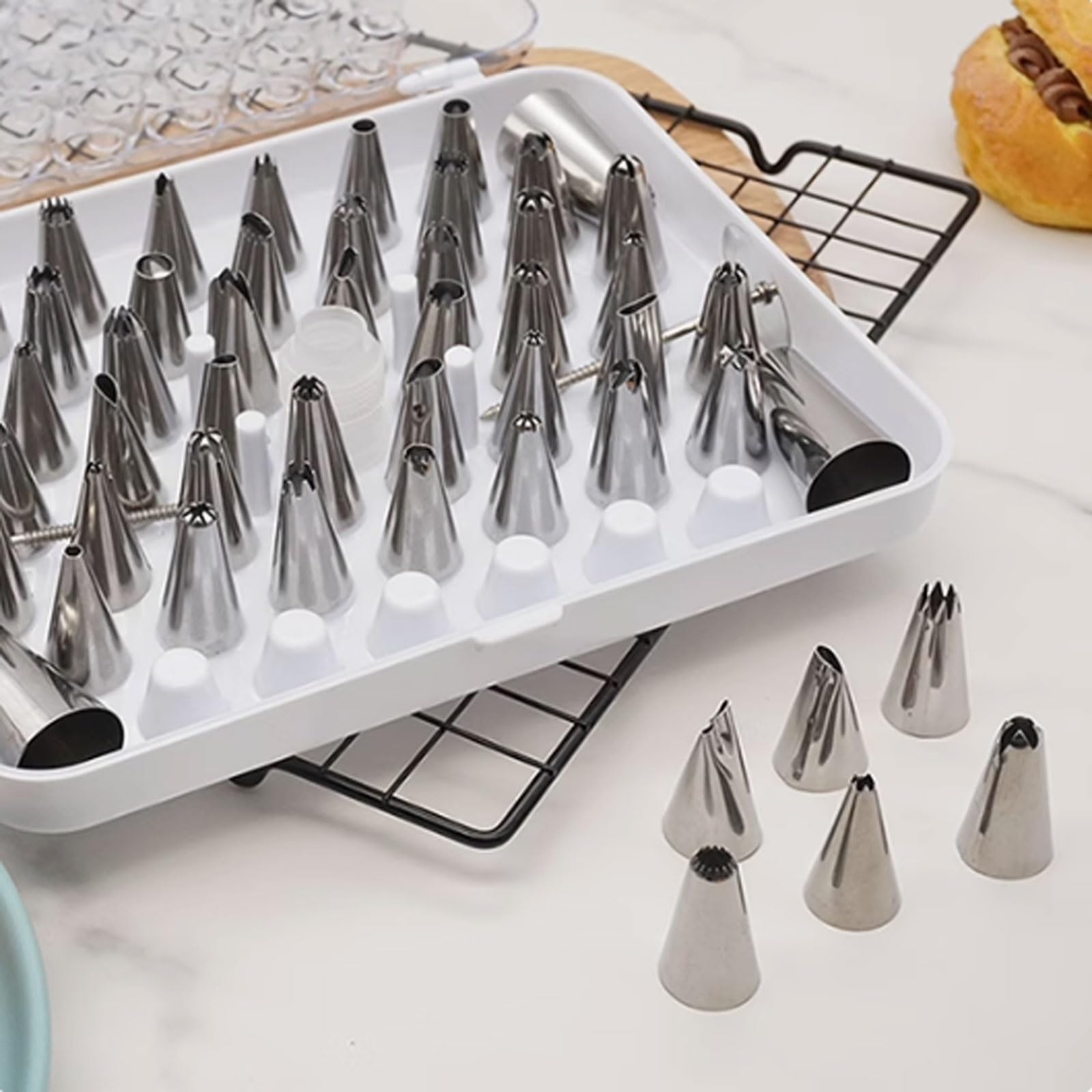 Juego de decoración Pasteles 25/26/55 Piezas, Bolsas Reutilizables Acero Inoxidable, Herramientas Completas for Hornear for Puntas Crema pastelera(55 pcs Set)