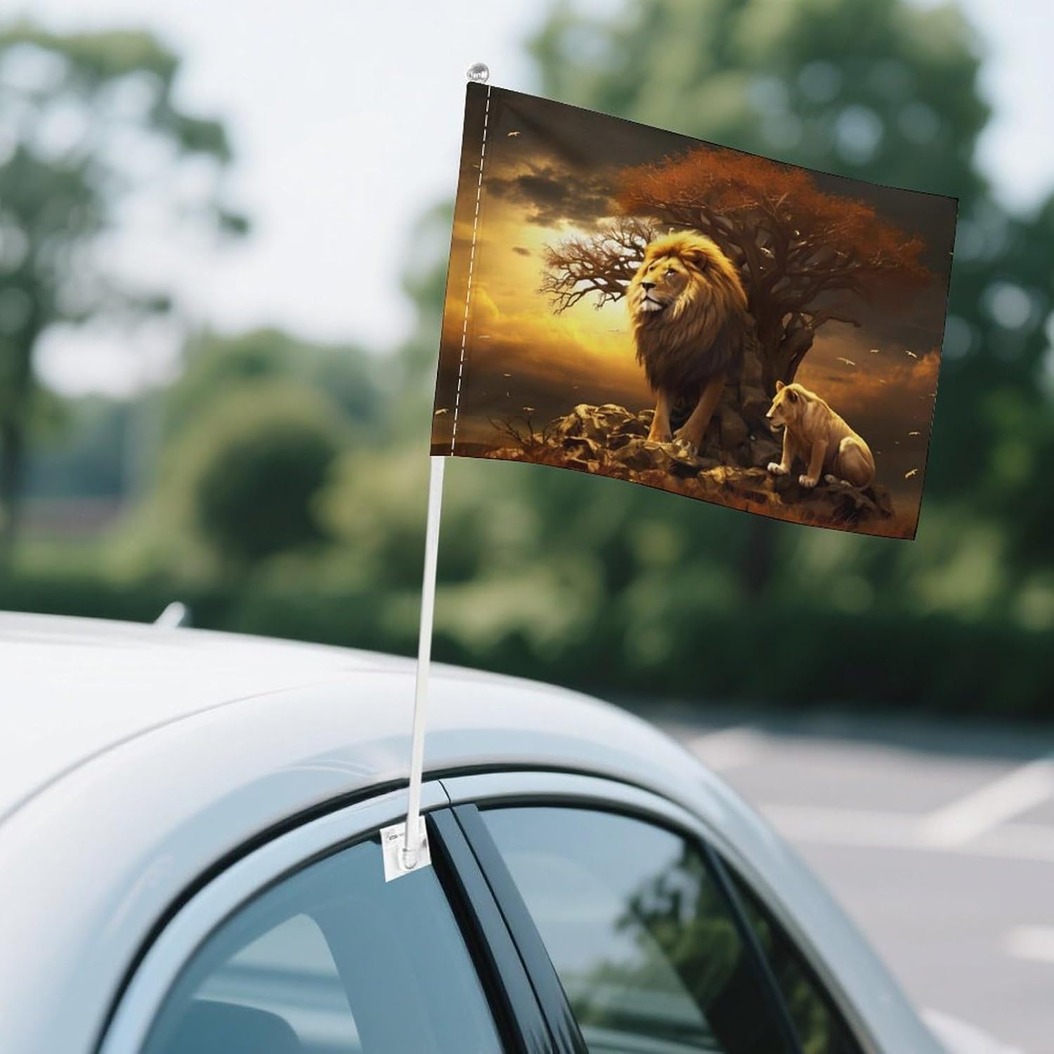 Kings-Lion Car Flag Polyester Clip Flags Mini Handheld Banners for Auto Outside Travel Decor image 4