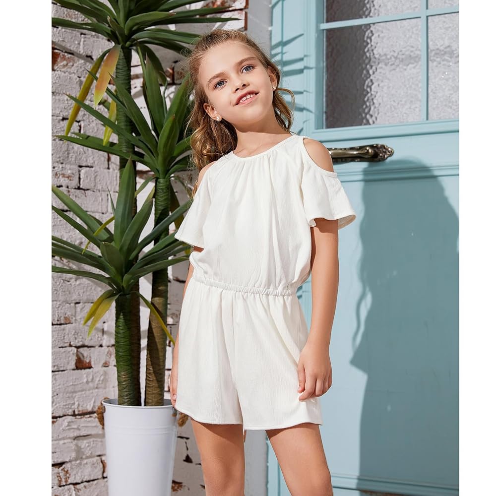 Amazon.com: Girl's Summer Short Trooper Rompers Elastic