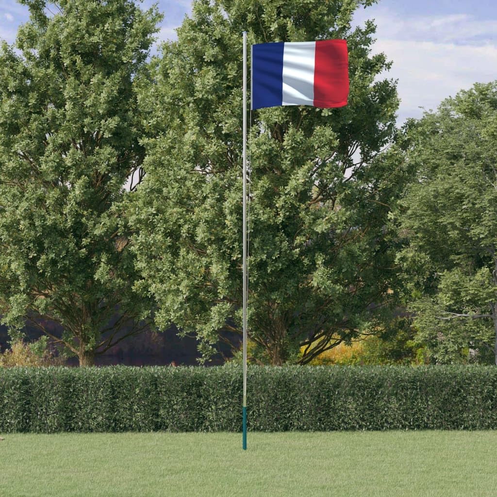 Drapeau France et mât en aluminium de 6,23 m pour jardin et extérieur