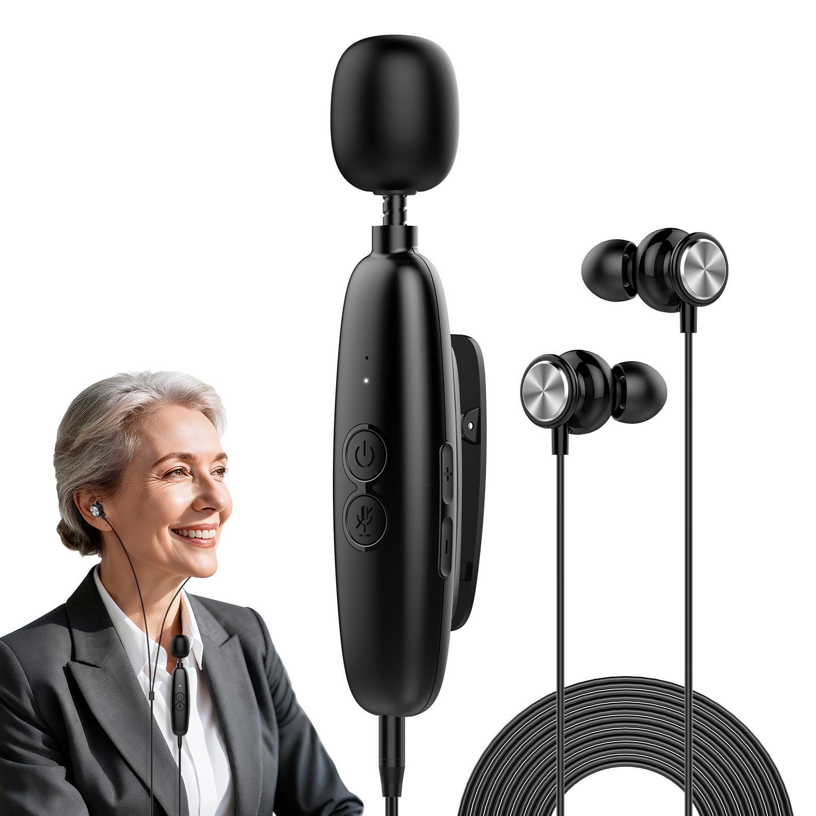 Photo 1 of IceHeat Personal Sound Amplifier for Seniors – Affordable & Easy-to-Use, 50dB Gain, 7-Level Tone Control, Noise Cancelling, Rechargeable with Long Battery Life, Black
