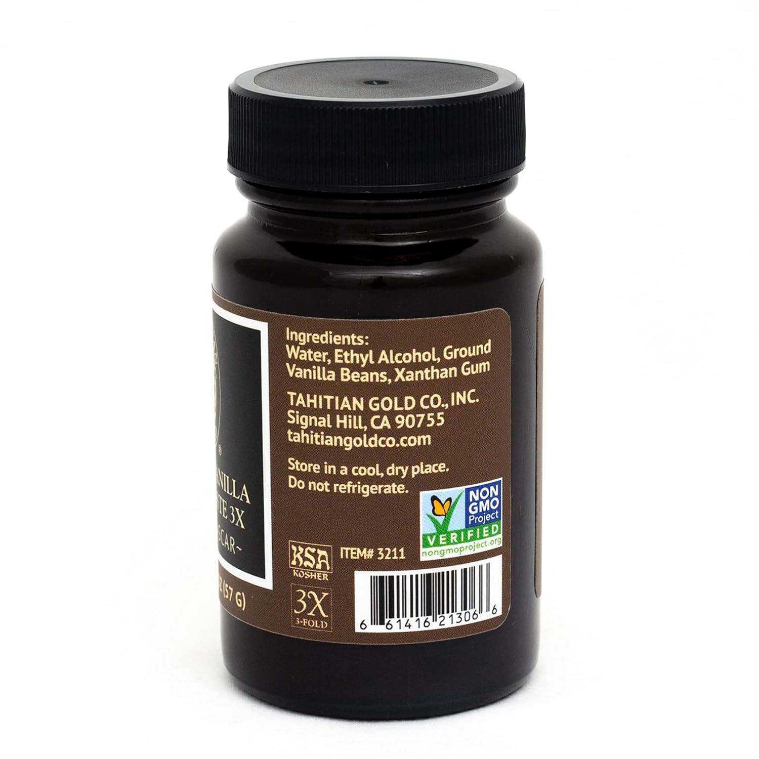 Tahitian Gold Unsweetened Whole Vanilla Bean Paste - Bourbon Premium: Smooth, Rich & Creamy - Vanilla Paste for Baking, Desserts & Beverages - Pure Vanilla Bean Paste from Madagascar (2 Oz Glass Jar)