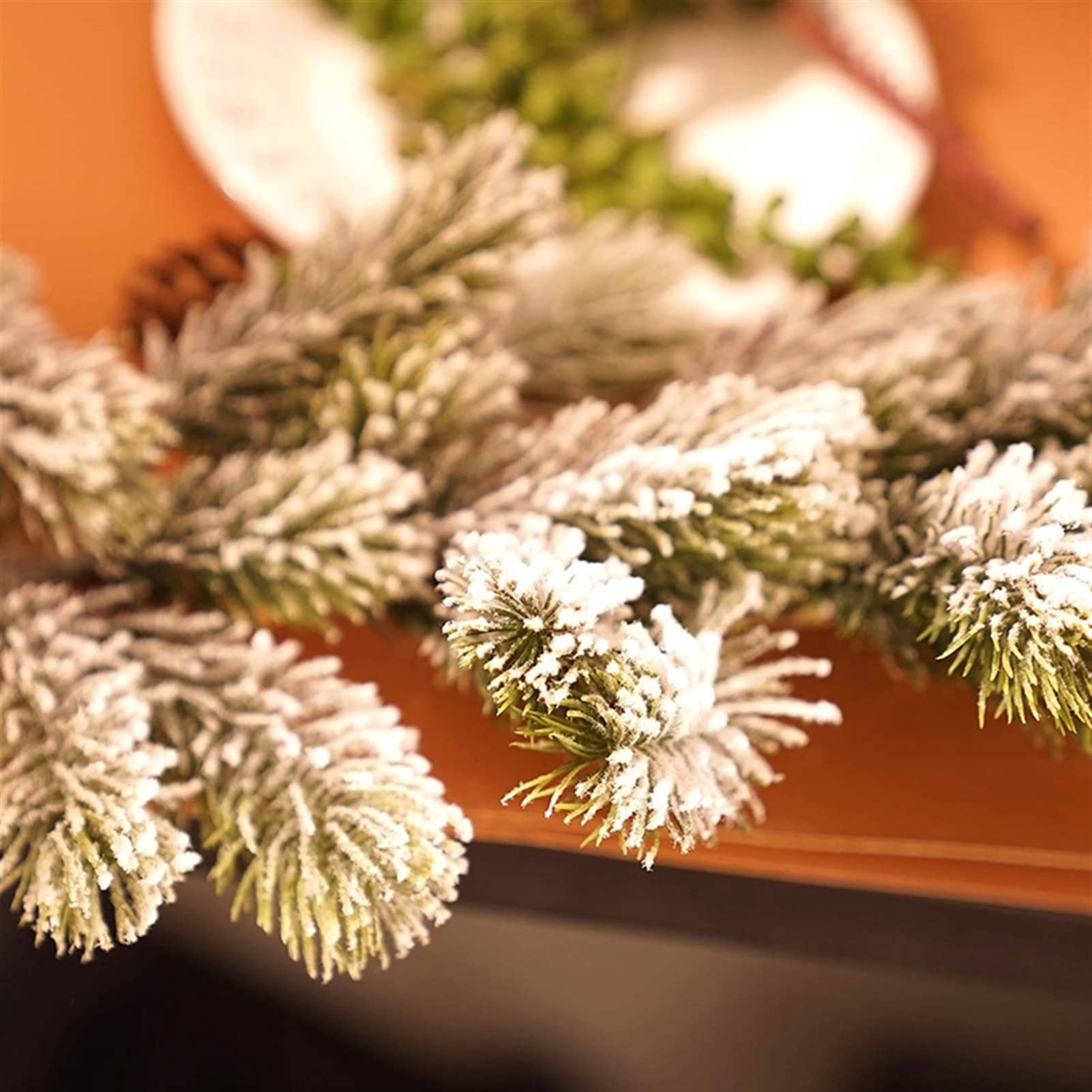 TOORU TRUSTTWO Big Deal Long Long Artificial Snow Pine Ramas de Navidad Guirnalda de Navidad con Decoraciones de Nieve con Puertas Delanteras DE Pina Guirnaldas de Nieve The New