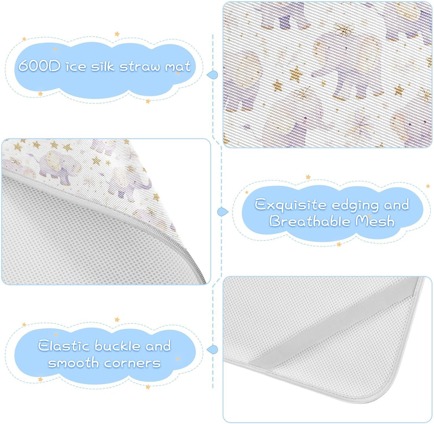 Minimalist Cartoon Elephants Cooling Baby Bed Mattress Protector 28" x 52" Washable Pads for beds for Baby&Toddler