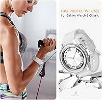 Vista 5 de Cuteey [Paquete de 4+4] para Galaxy Watch 6 Classic - Funda protectora de pantalla de 1.693 in, accesorios de policarbonato duro con película