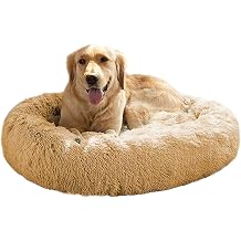 Mirkoo Long Plush Comfy Calming & Self-Warming Bed for Cat & Dog, Anti Anxiety, Furry, Soothing, Fluffy, Washable, Abbyspace, Marshmellow Pet Donut Bed