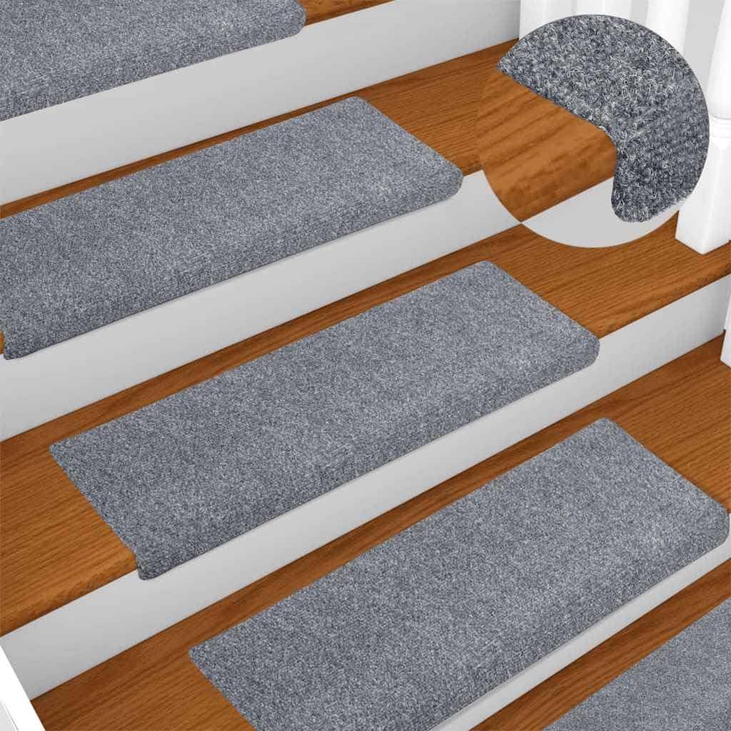 vidaXL Tappetini per Scale autoadesivi 20 pz 65x21x4 cm Grigio Chiaro Bordo Rettangolare