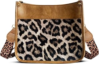Borsa a Tracolla Donna Borsa a Spalla Vintage Borsetta Messenger Donna in Pelle PU con Leopardata Tracolla Leopardato