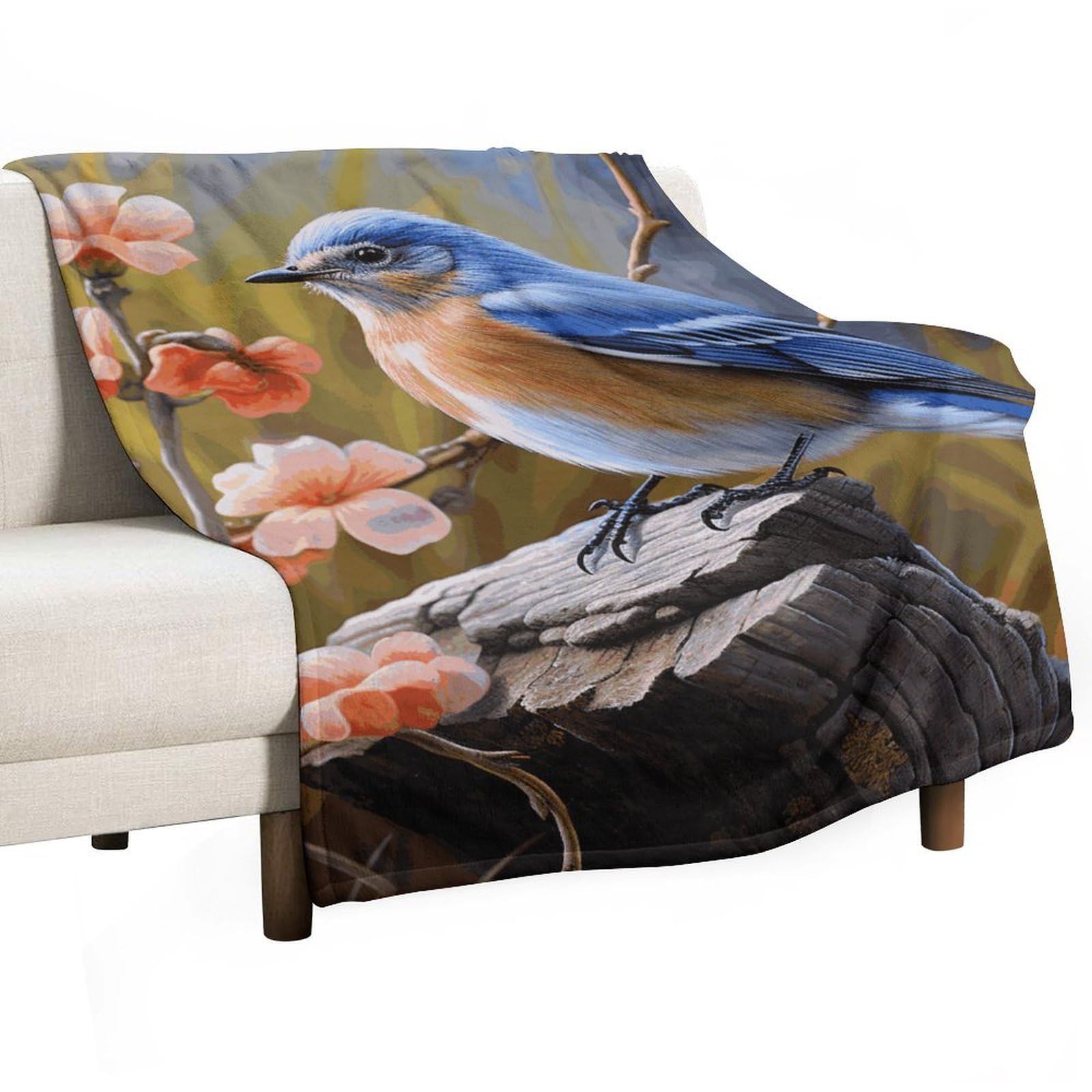 Grande couverture en flanelle haut de gamme bleu oriental, plaid doux de lit