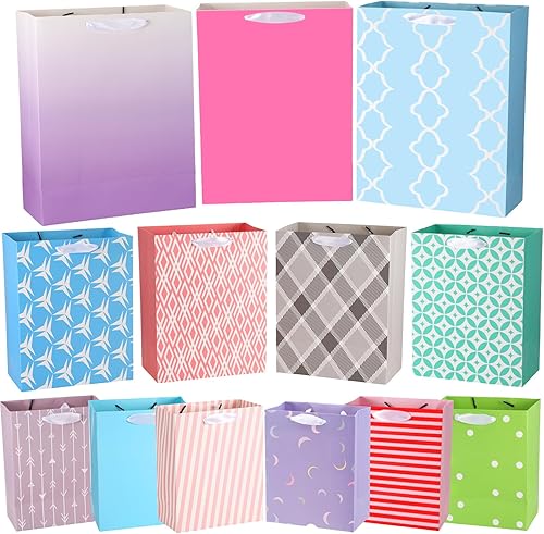 Glenmal 26 bolsas de regalo de Pascua de varios tamaños, surtido de bolsas de regalo con asas, bolsas de regalo surtidas a granel para cumpleaños,
