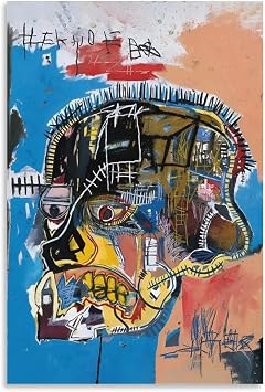 RIUFIN Canvas Print Wall Art Skull Poster Untitled 1981 Street Graffiti Art Picture Theme Party Decor Modern Poster Art Paintings on Canvas for Home Room Office Wall Decoration 16x24inch40x60cm