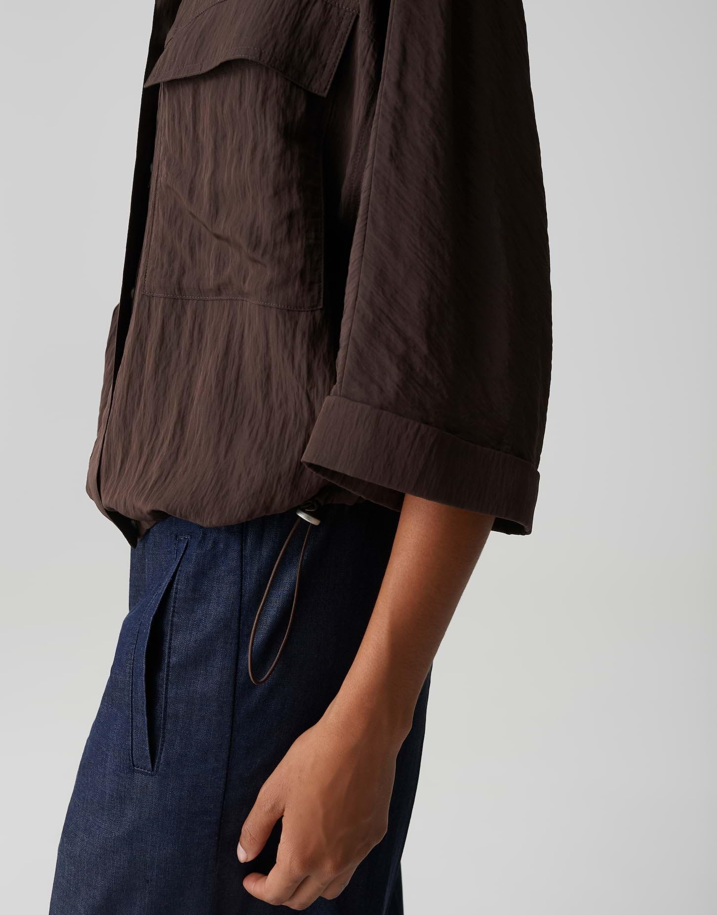 OPUS Damen Kurzarmbluse | Crashbluse mit Utility Details Regular Fit