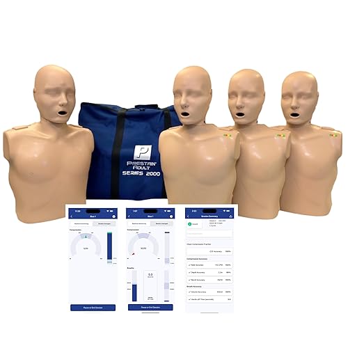 PRESTAN PP-AM-2000-4-MS Maniquí profesional para adultos serie 2000 RCP con retroalimentación avanzada, paquete de 4, piel mediana