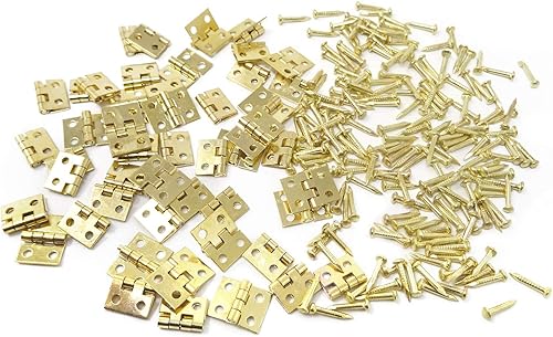 Miniatura 7 de Honbay Bisagras de casa de muñecas en miniatura, joyero, accesorios de hardware pequeño con 200 tornillos (dorado)