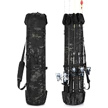 Fishing Pole Bag Rod Case, Folding Fishing Pole Bag Fishing Gear | 900D Oxford Fabric Fishing Pole Case, Large Capacity, Holds 5 Fishing Poles with Reels, Lightweight Fishing Gifts for Men Boy