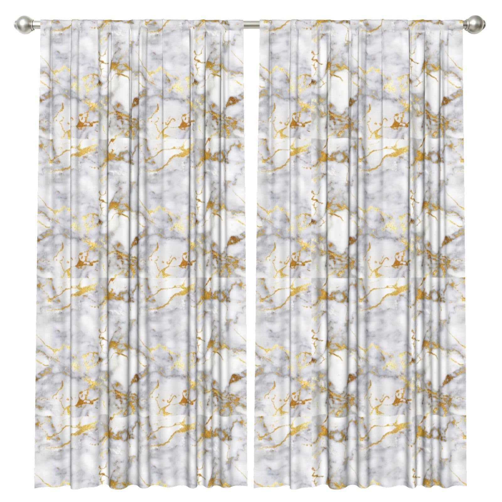 InOmak Gold Marble, 2 Panels Window Curtains 52 x 84 Inch Blackout Curtains for Living Room Bedroom
