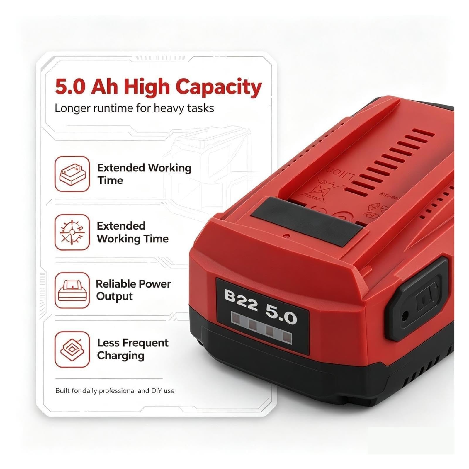 Batería De Litio For Herramientas Inalámbricas De 5Ah, Compatible Con Hilti