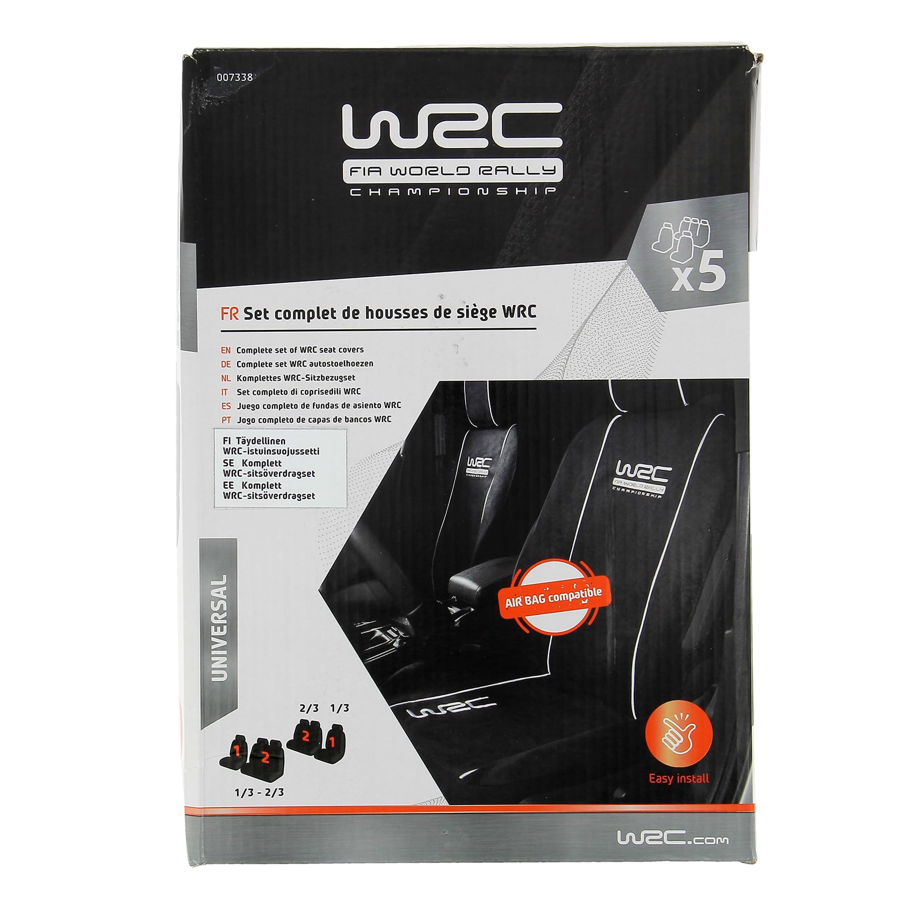 WRC 007338 Set fodere auto, Universali Anteriori Posteriori 2/3-1/3 Nere