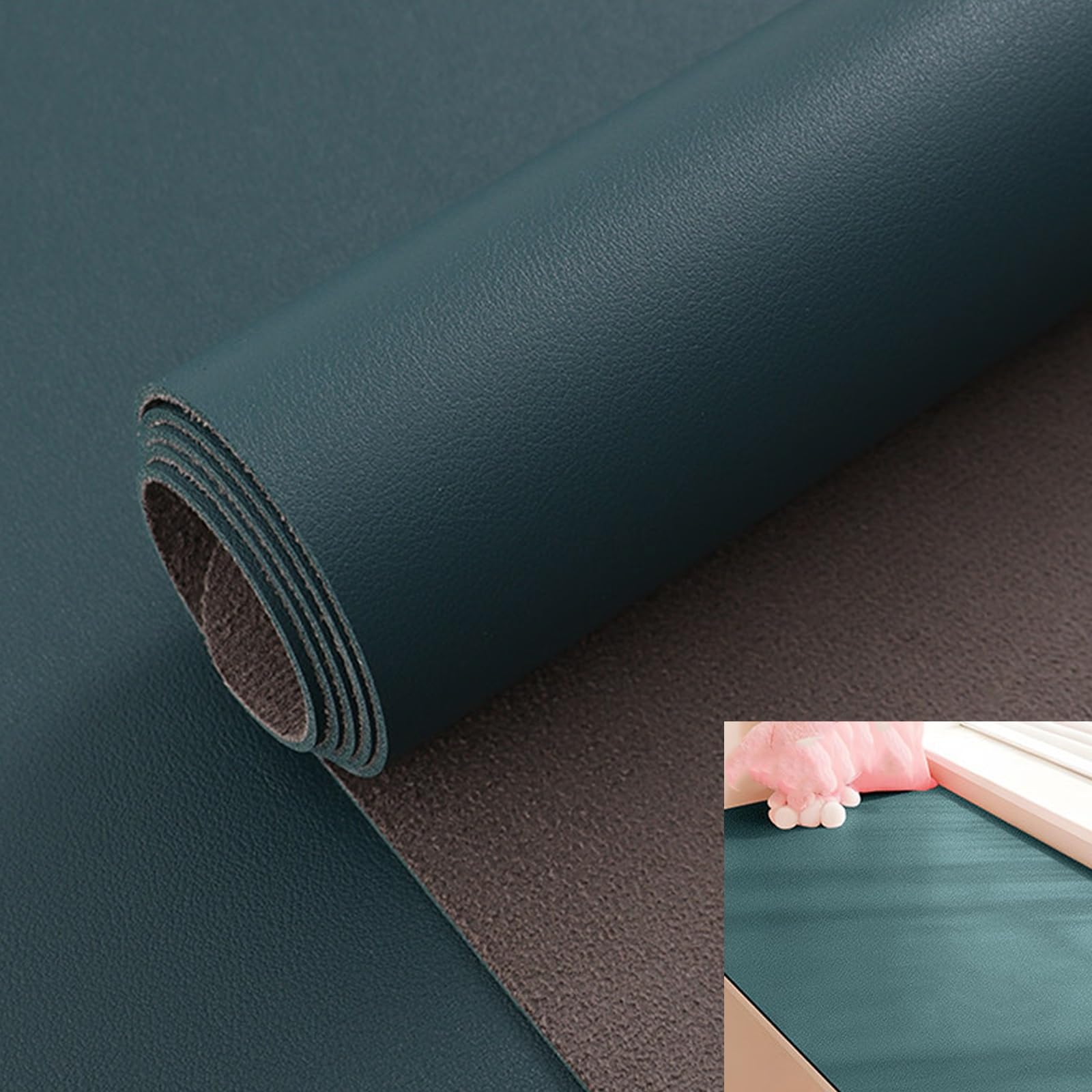 GBPLDMAQ PU Bay Window Cushion, Watertight Window Seat Cushion, Nonslip Bottom Cuttable for Entryway Kitchen Bay Desk(Green,50x120cm/20x47in)