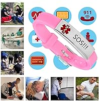 Vista 7 de Custom Adjustable Silicon Medical Alert Allergy Awareness Bracelet for Women Men Kids,Free Engraving Emergency ID Bangle for Son,Daughter,Parents