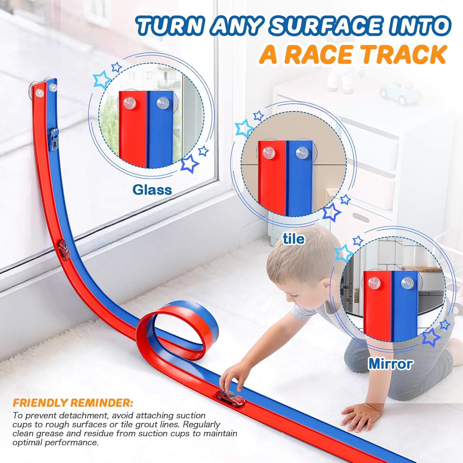 Race Car Bath Toy Set, Flex Race Track Car Set, Toddler Bath Toys, Kids Bathtub Gift,Accompanied by a mesh Storage Bag, Toy car, and Suction Cup, for Ages 3 & Up