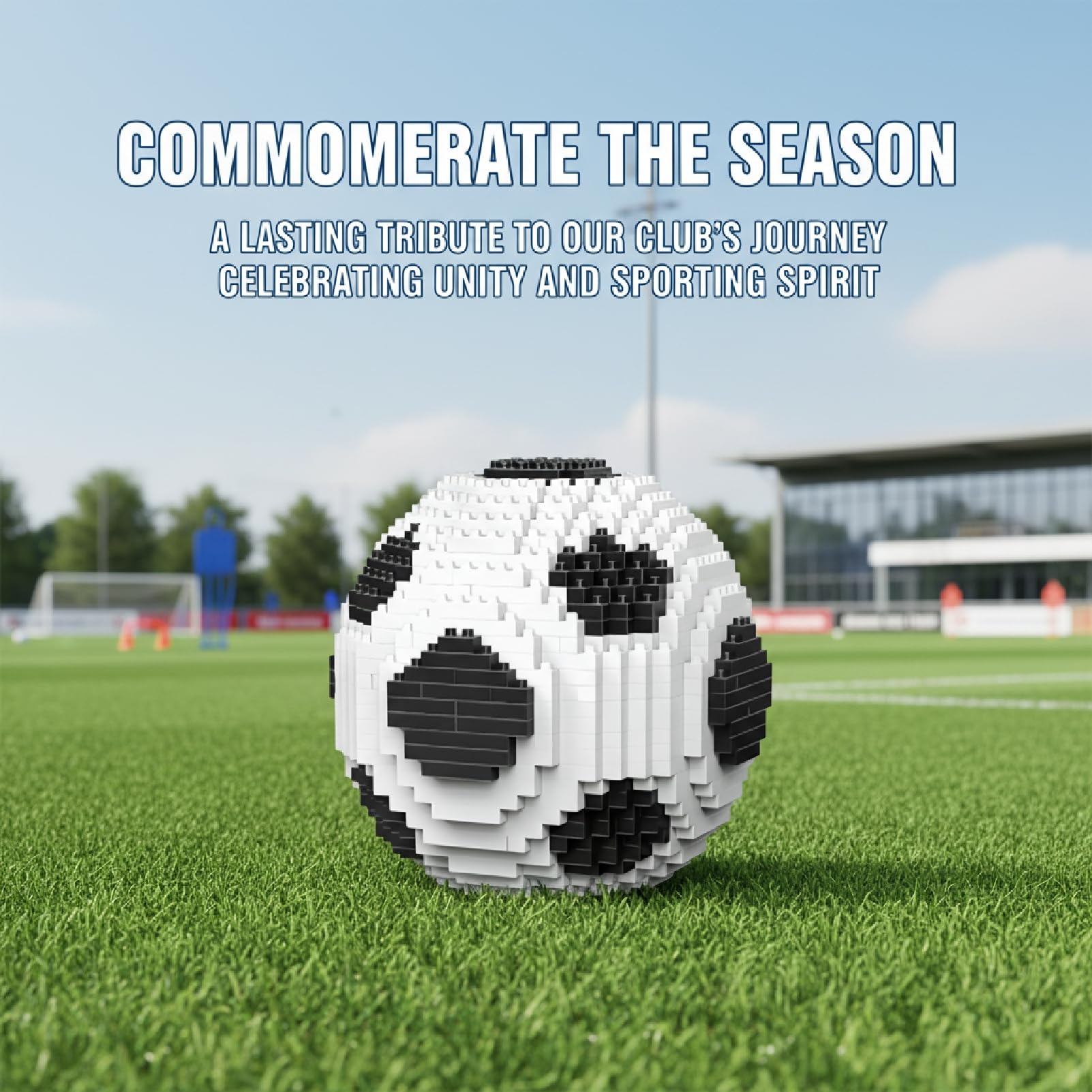 Professional Soccer Building BlocksSet, Classic Black and White Sports Theme Decor - Image 2