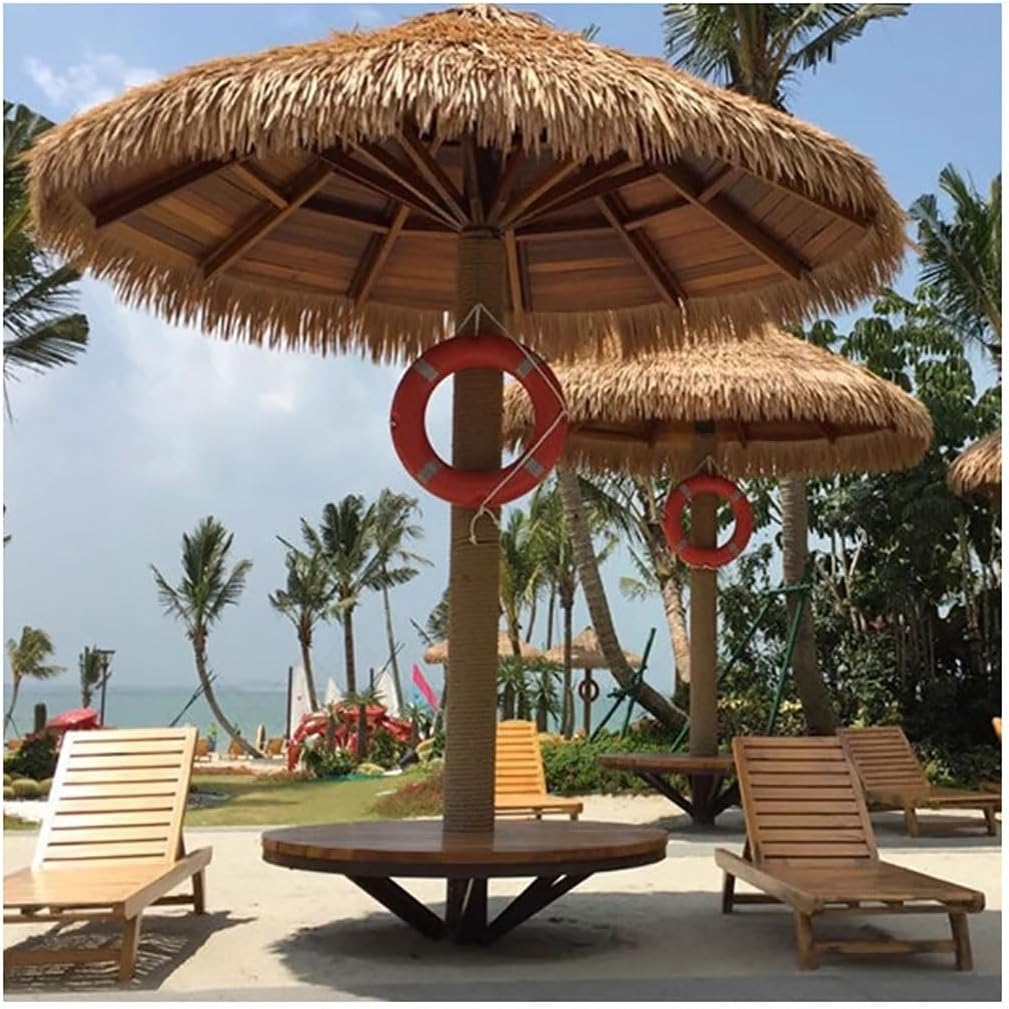 Simulation Thatch Tile Palm Thatch Roll Artificial Thatch Tile Plastic Pe Straw Roof Decorative Fireproof and Anti-Aging Fake Thatch Man-Made Thatch Rolls Tiki Roof(Yellow f,0.5x8m/1.64X26.2ft)