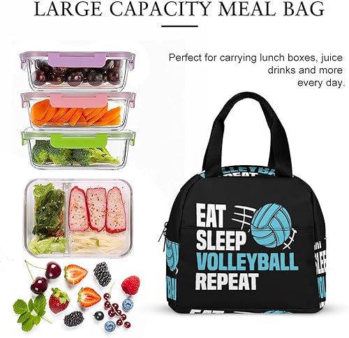 Miniatura 7 de Eat Sleep - Lonchera de voleibol y repetición para mujeres y hombres, bolsa de almuerzo aislada, reutilizable, bolsa de almuerzo