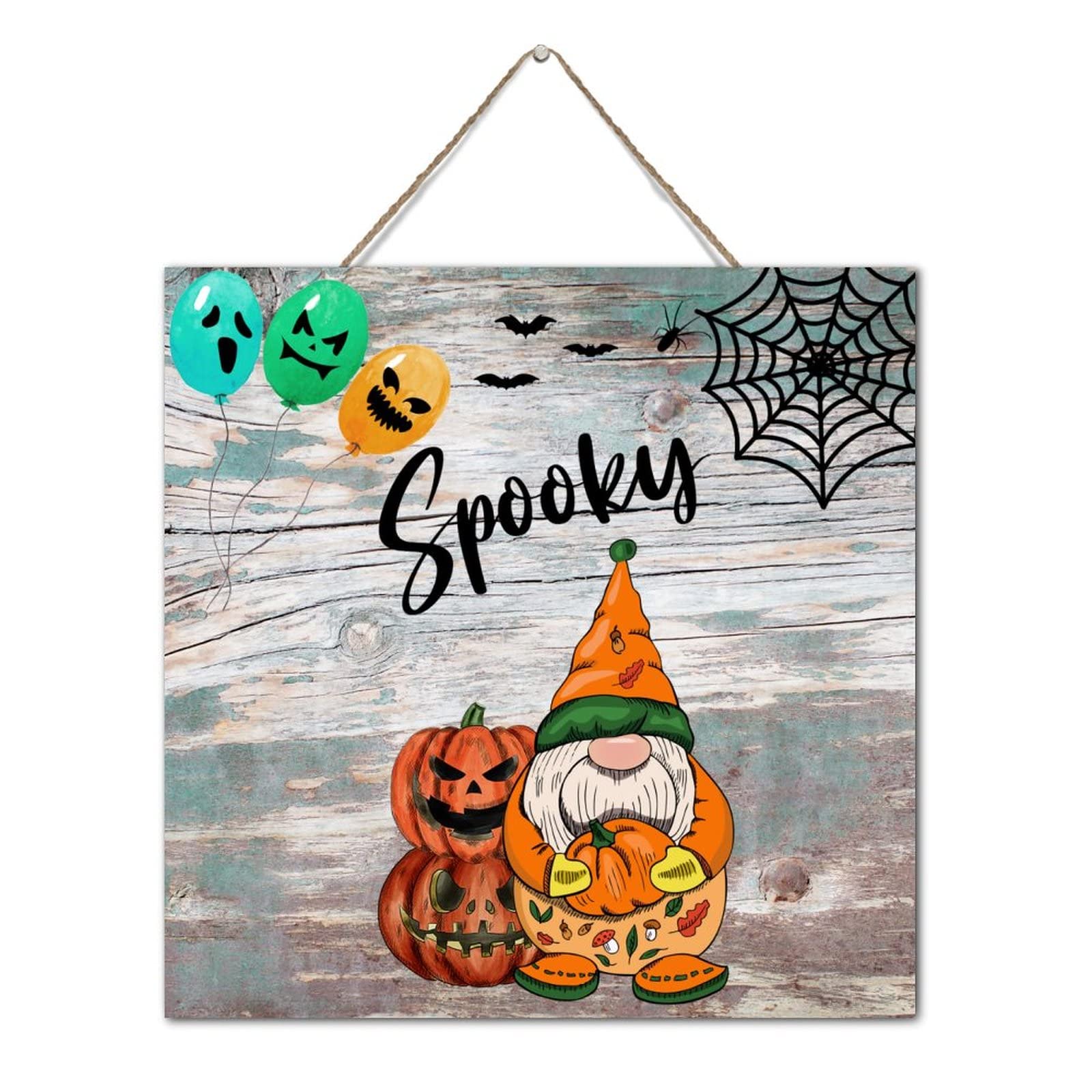 Décoration murale en bois d'Halloween nains effrayants plaque suspendue 30,5 cm