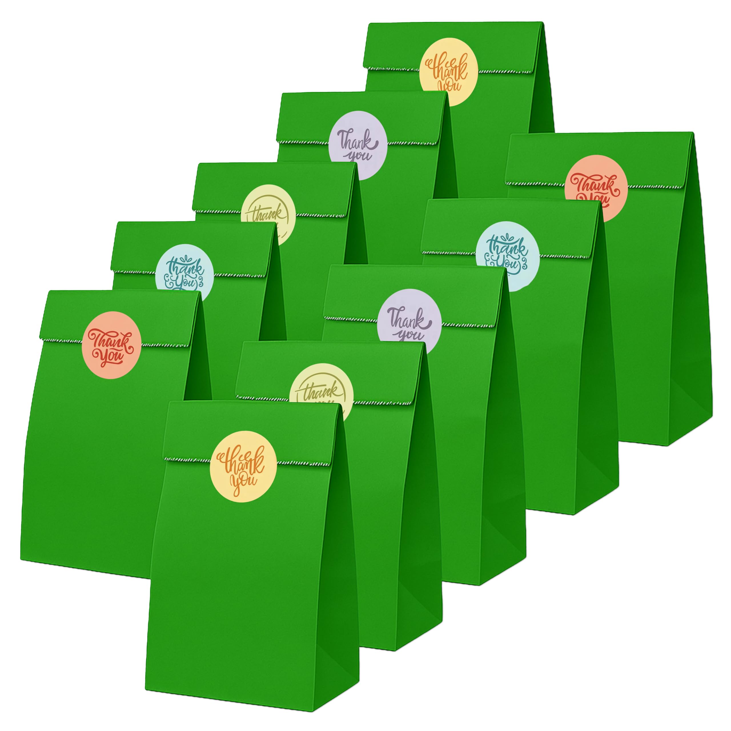 Thepaperbagstore 30 Green Paper Party Bags with Thanks Stickers