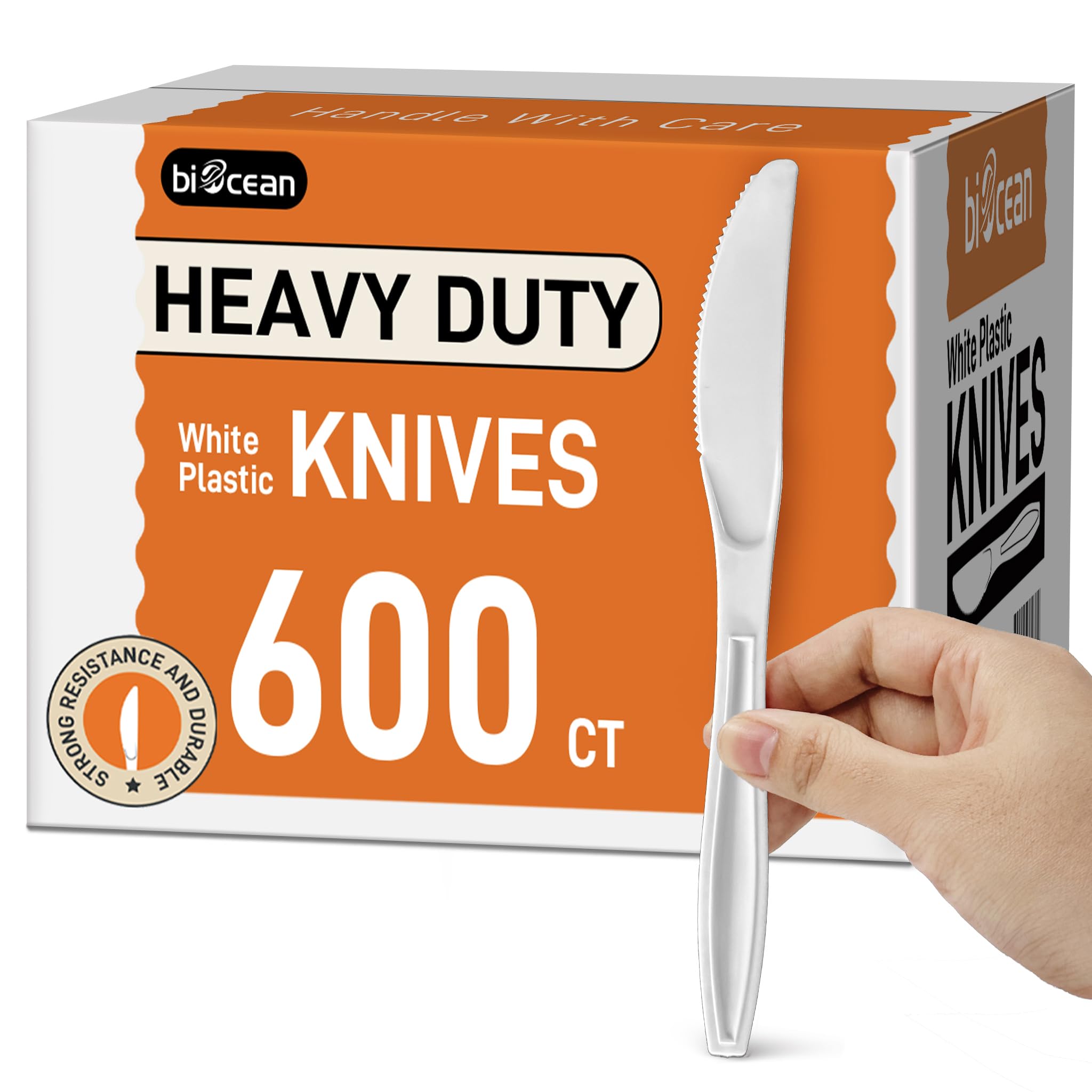 600Pack Disposable Plastic Knives Bulk White Heavy Duty Plastic Knives