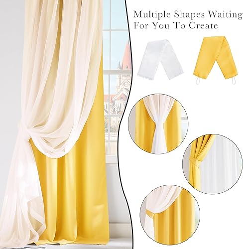 Miniatura 9 de PONY DANCE Cortinas opacas Cortinas de 84 pulgadas de largo con paneles superpuestos transparentes para habitación de bebé, sala de estar, comedor,