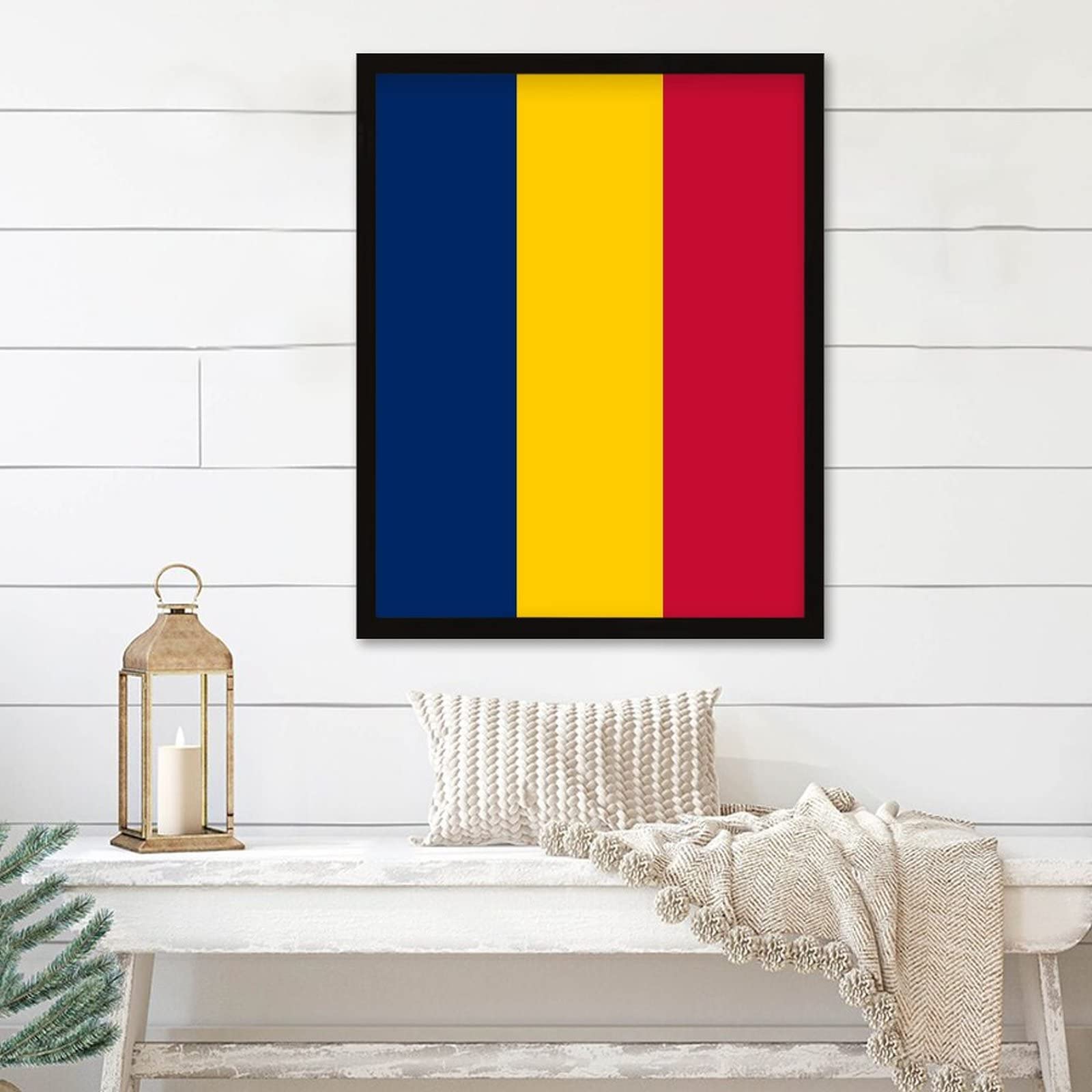 Drapeau du Tcha, art encadré, planche en bois personnalisée pour mur, maison, cuisine, ferme, 40,6 x 50,8 cm