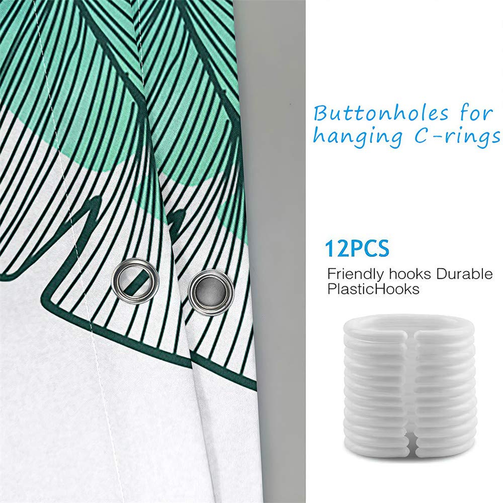 Salle De Bain Rideau De Douche, Avec 12 Crochets En Plastique Anneaux