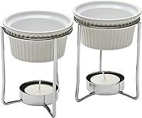 Prepworks Progressive Ceramic Butter Warmer Fondue Set - Dishwasher Safe Pots for Melting Butter & Cheese Fondue