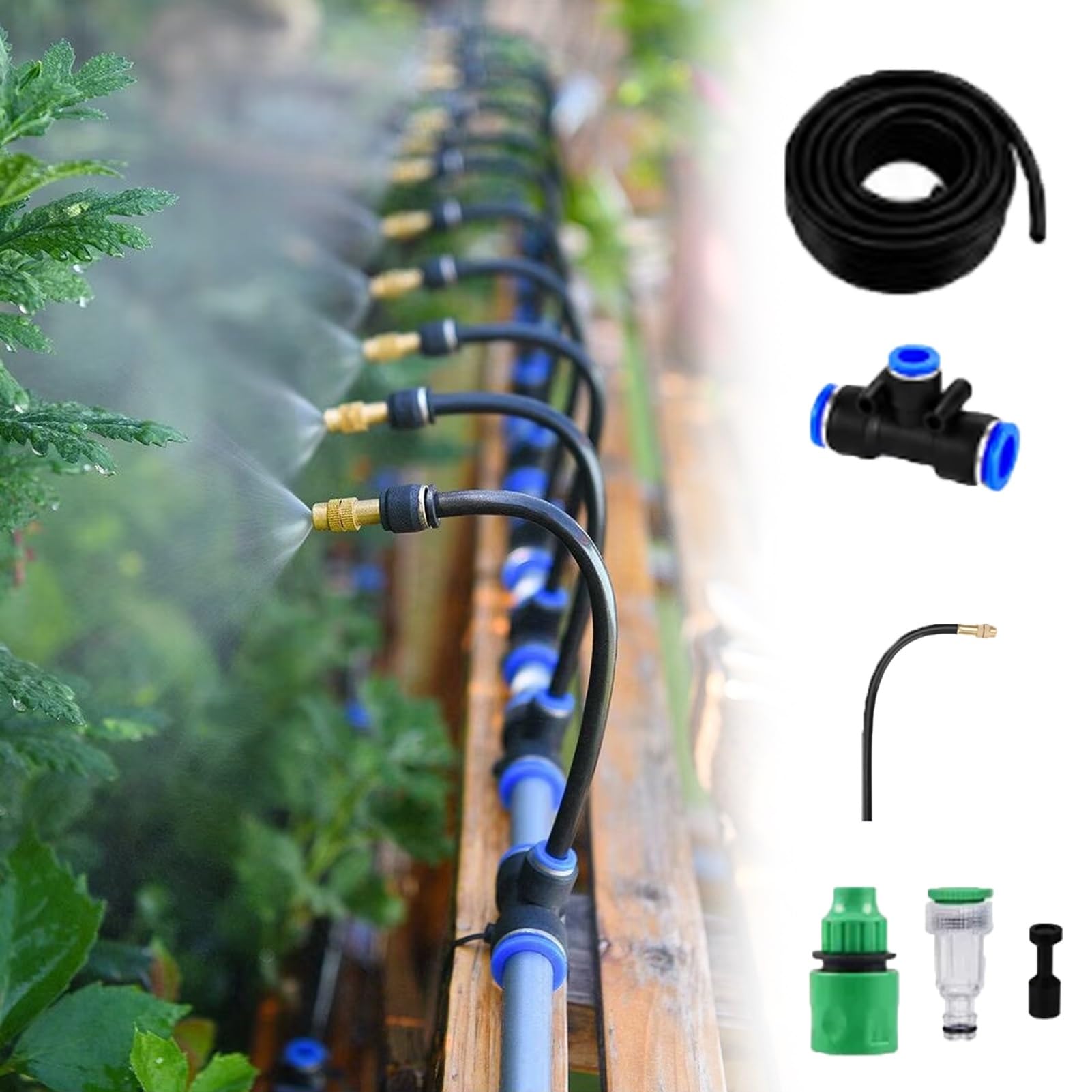 Kit Irrigazione Kit di Irrigazione a Goccia Pieghevole a 360° con Tubo Flessibile, Aiuole su Tetto/Recinzione, Automatico per Prato per Grandi Aree del Giardino.