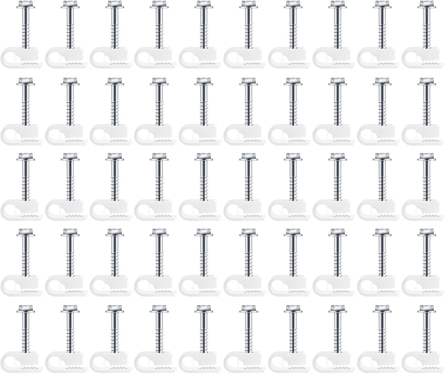 50pack Stainless Steel Cable Clip White Clamps with Inserted Screws Secure Wire Management Managements Clip