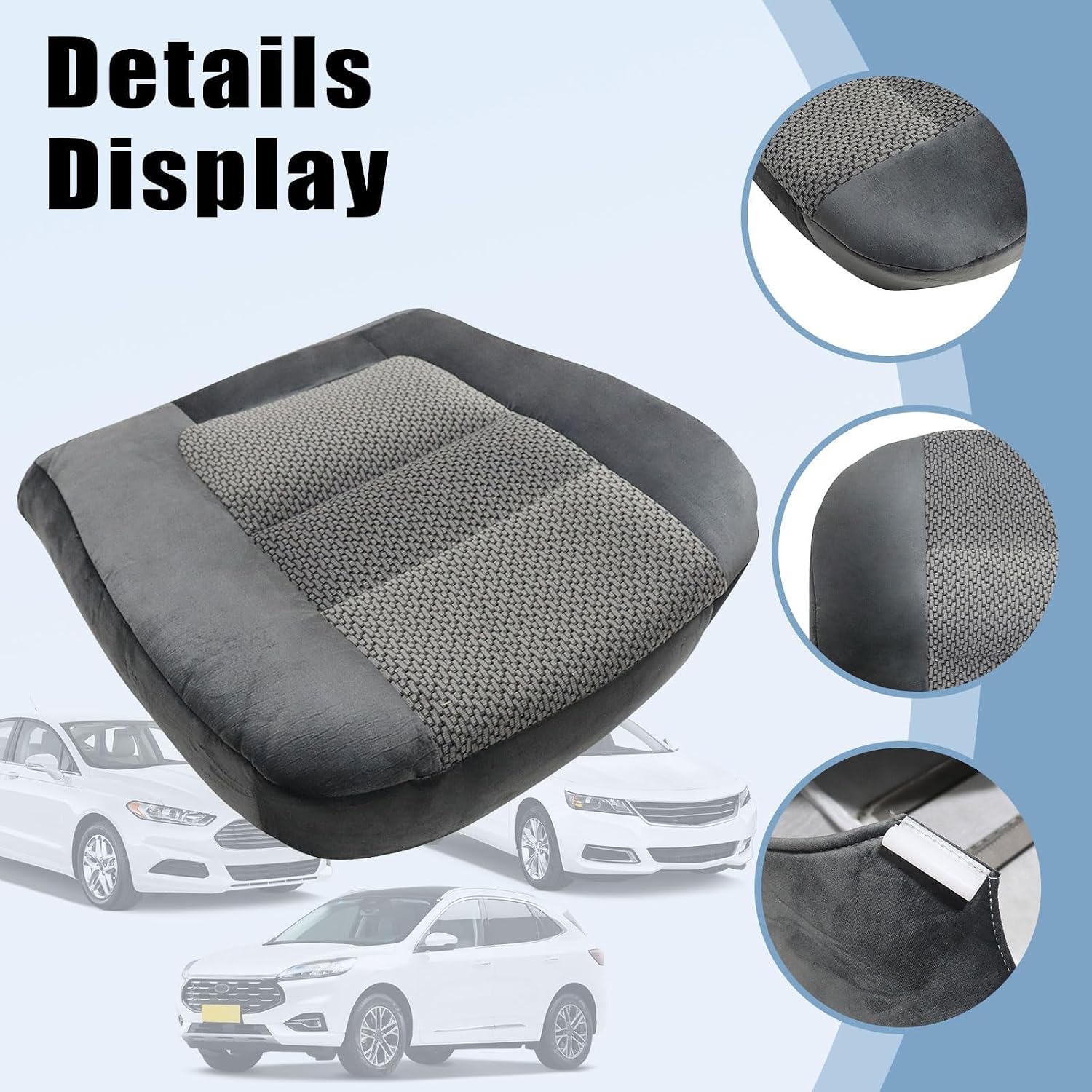 SecosAutoparts Driver Side Bottom Replacement Cloth Seat Cover Medium Graphite Gray Compatible with Ford F250 F350 F450 F550 XLT 2001
