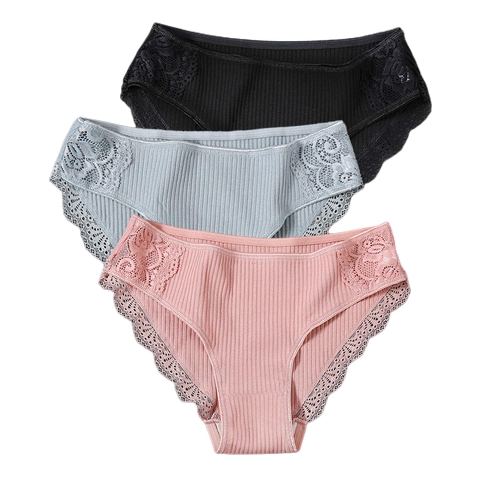 Unterwäsche 3 Stück/Set Damen Baumwolle Höschen Niedrige Taille Unterwäsche Patchwork Slips Damen Weiche Unterhose Dessous Set 1, M, 3 Stück
