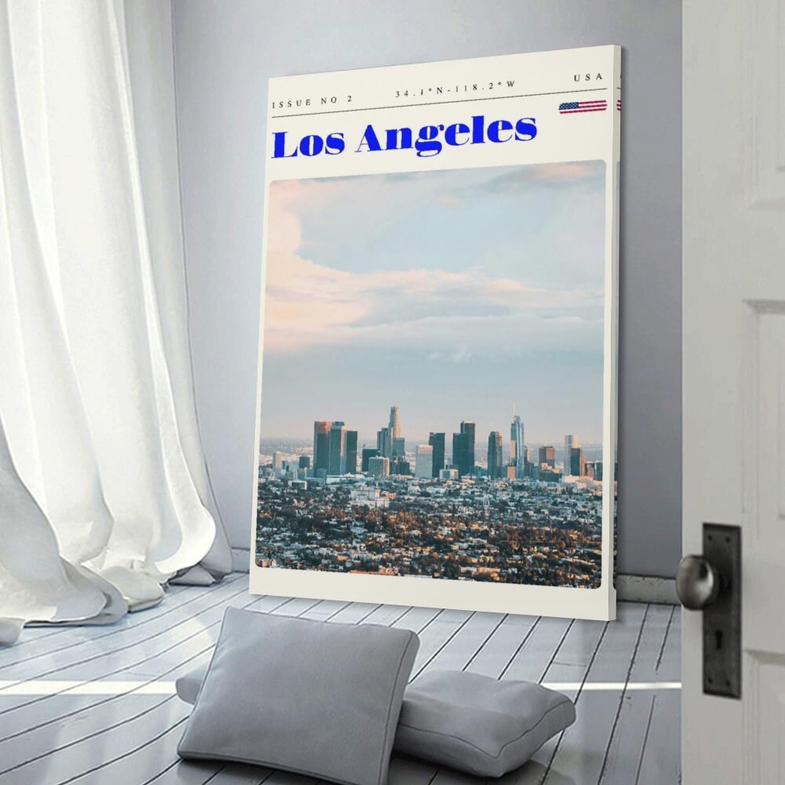 Junmoney Los Angeles California Travel Art Decorative Canvas Print 20x30inch(50x75cm), for Gallery Wall Layouts in Home Or Office, Home Wall Art for Statement Displays