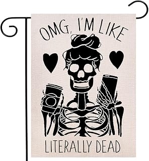 Halloween Garden Flag Vertical Double Sized, Literally Dead Yard Holiday Farmhouse Outdoor Decoration 12.5 x 18 Inch