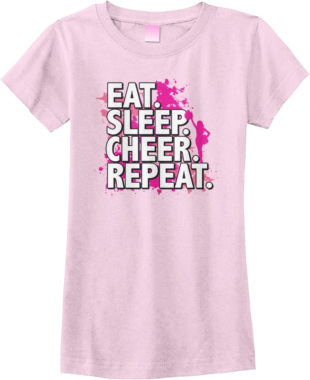 Threadrock Big Girls' Eat Sleep Cheer Repeat Fitted T-Shirt