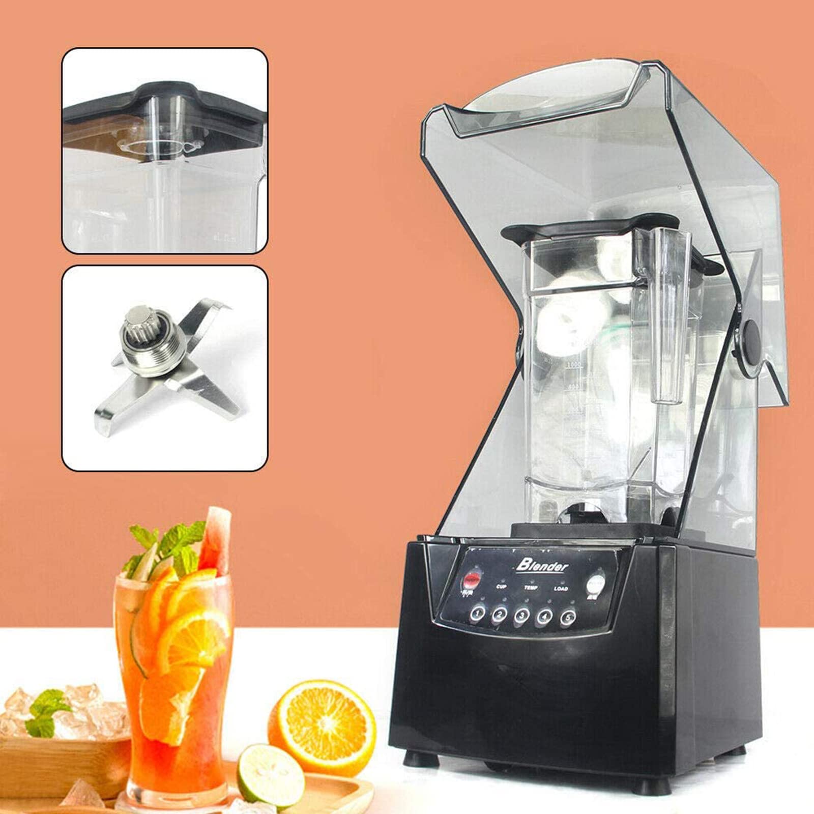 Smoothie Blender do smoothie, profesjonalny blender na blat z dźwiękoszczelną tarczą, dźwiękoszczelny mikser 2 l, sokowirówka owocowa, koktajle i smoothie, mięso i warzywa