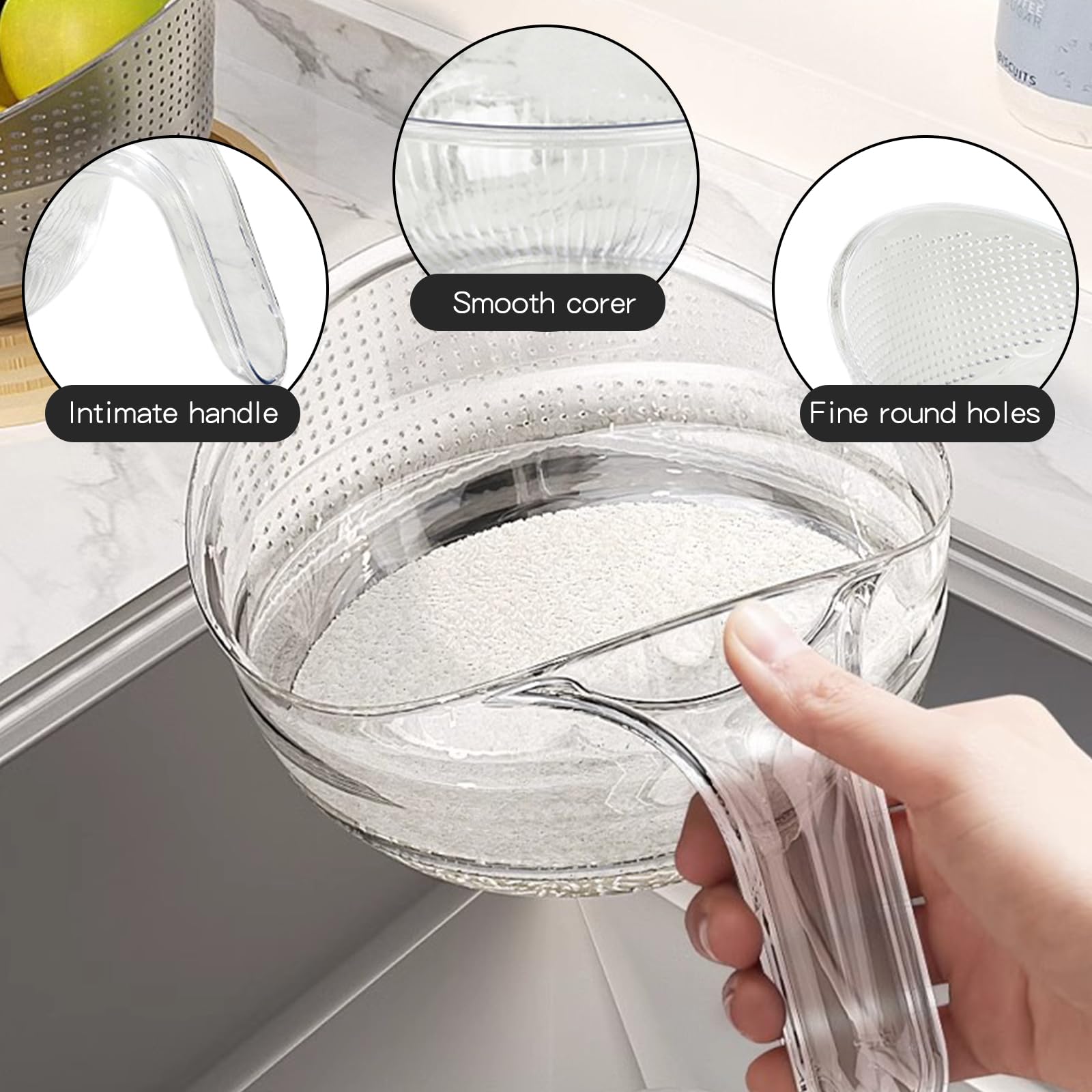 Fruit Strainer 2-In-1 Rice Strainer,Large Rice Washer Beans Washer ...