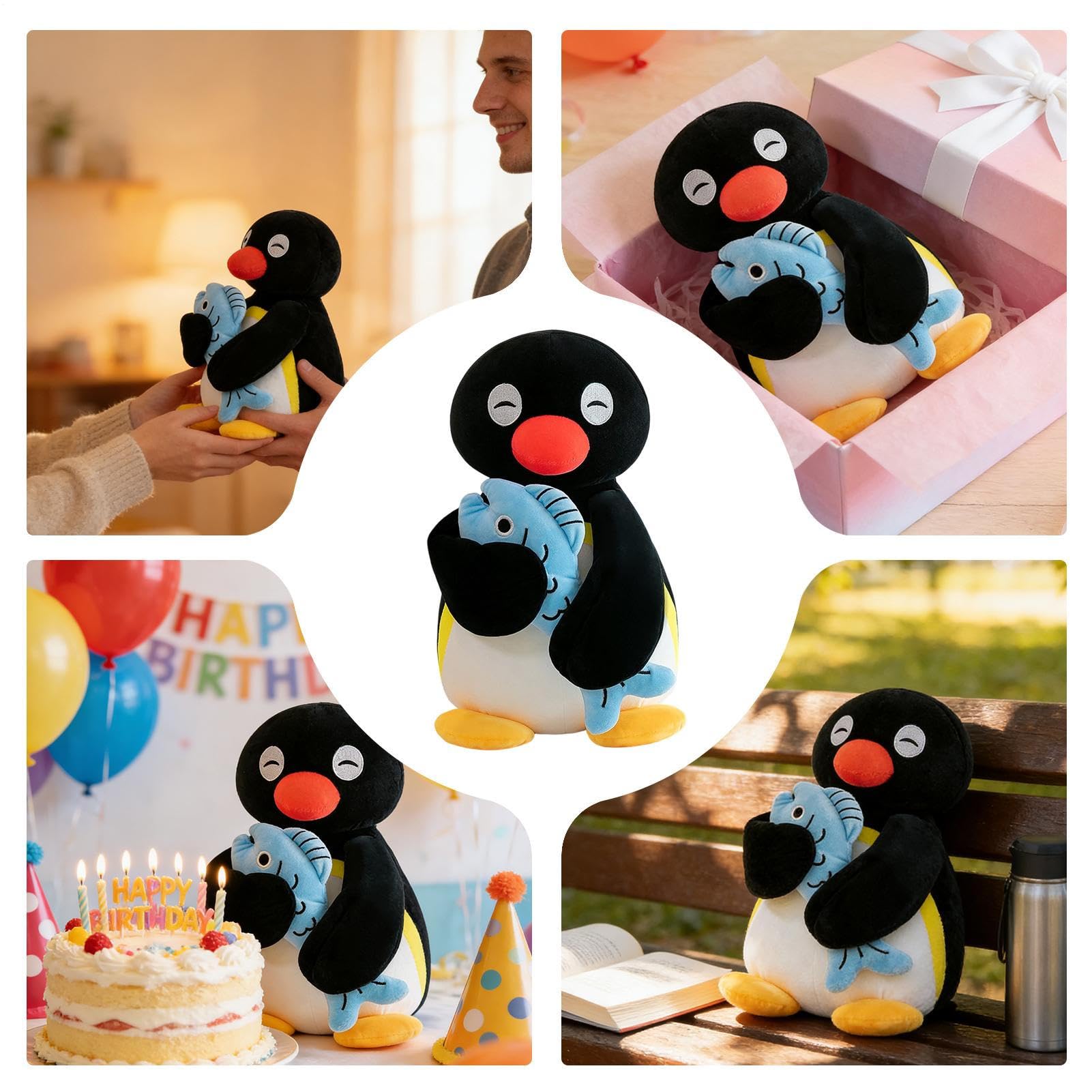 Lisutupode Peluche De Pingüino De 30 Cm – Suave Y Abrazable, Con Diseño De Pingüino Abrazando Un Pez, Ideal Para Regalar
