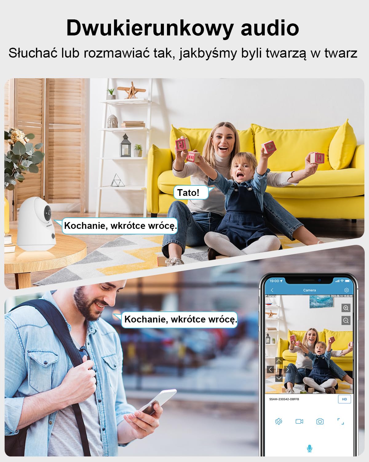GENBOLT 2K Kameras Bezpieczeństwa WiFi Wewnętrzna, Pan Tilt Kamera dla zwierząt i bateria 5000 mAh, IP Kamera CCTV Niania Kamera dla psa Elektroniczna niania z detekcją PIR